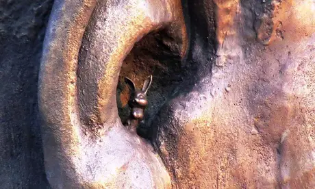 Rabbit in the ear of the Nelson Mandela statue