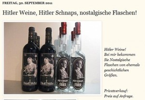 Screen grab of website advertsing Hitler wine and Hitler Schnapps